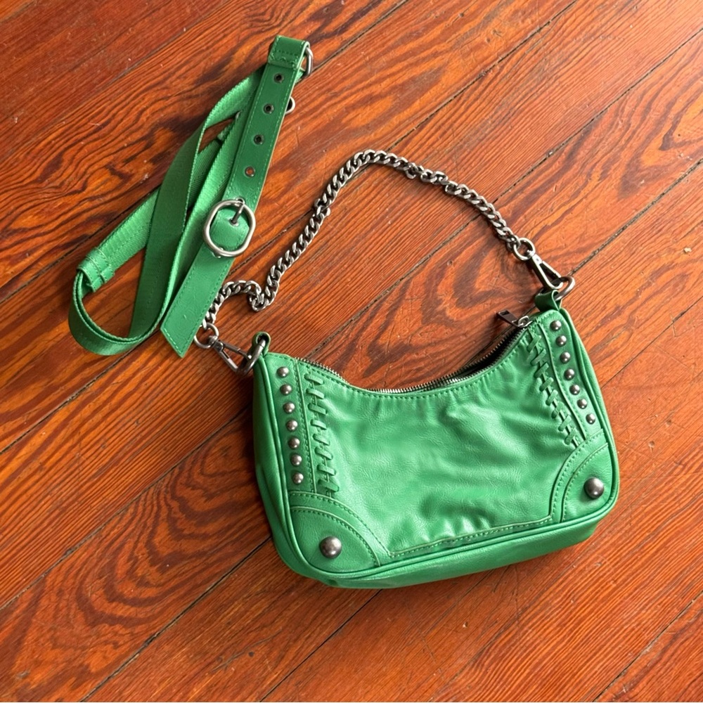 New Zara Green Studded Shoulder Bag